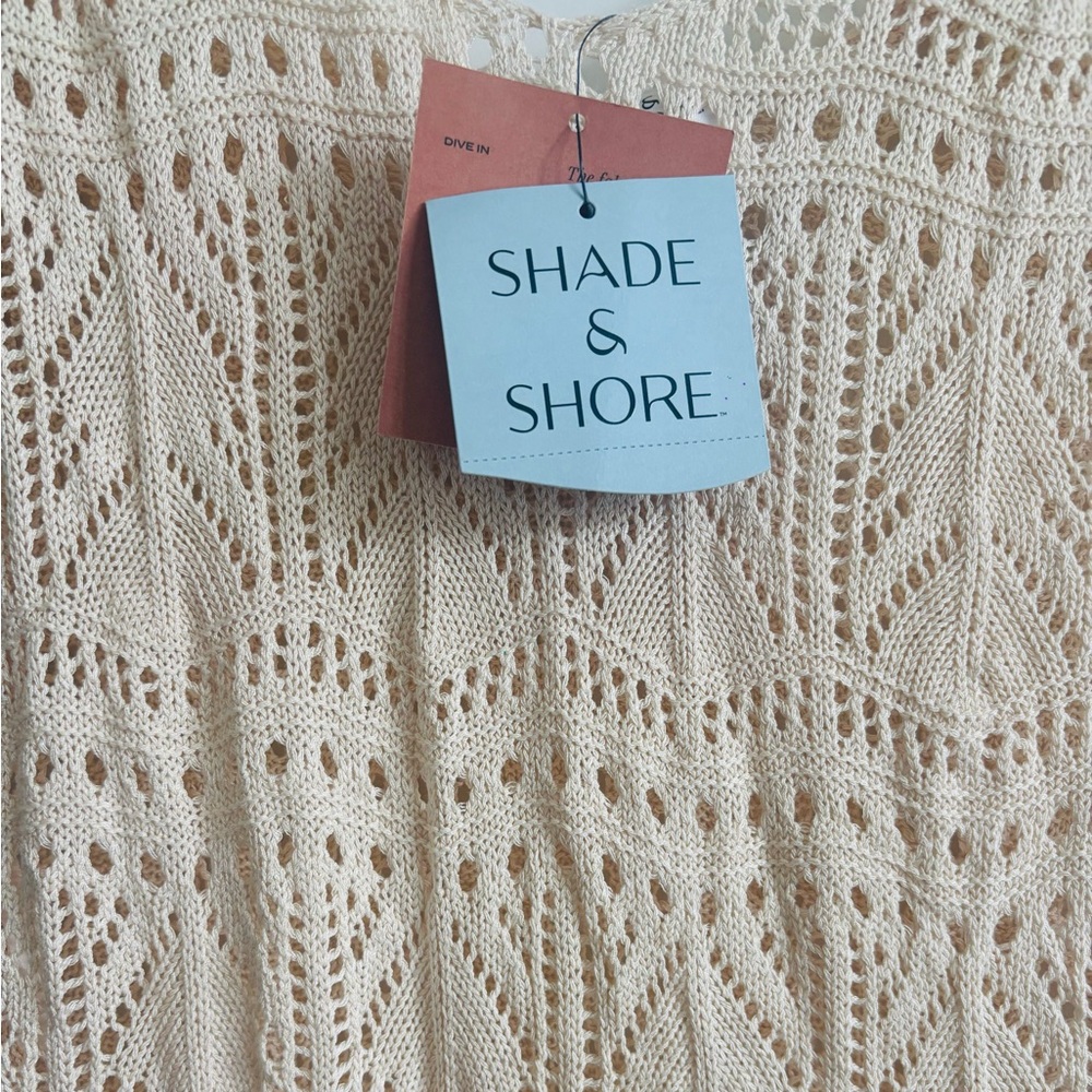 NWT Shade & Shore Beige Crochet Knit Cover Up Dress -Size S(4-6) - Picture 3 of 4